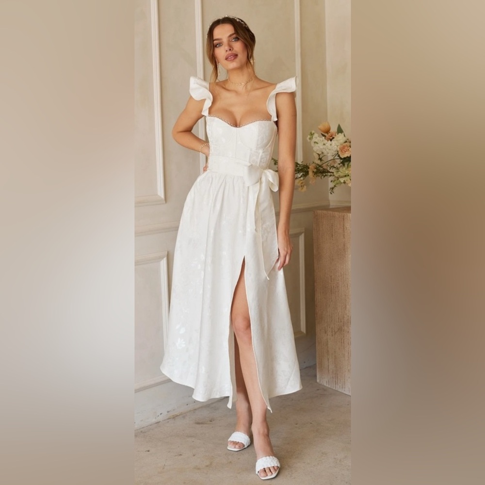 V. Chapman White Midi Dress
